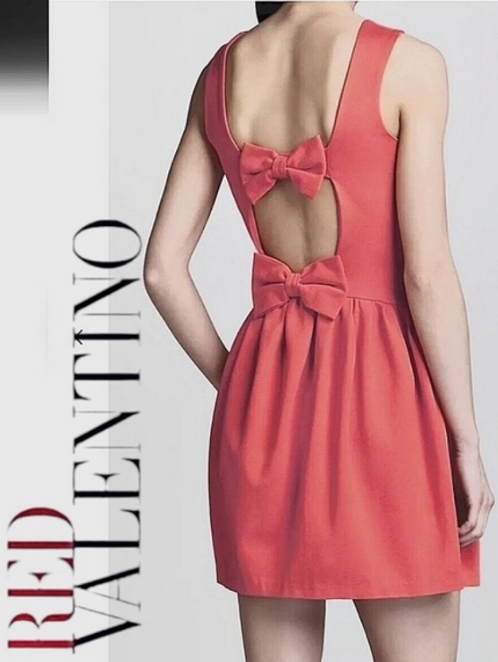 RED VALENTINO Sleeveless Jersey Dress Bow Back Ibisco Pink Sz Small Coquettegirl
